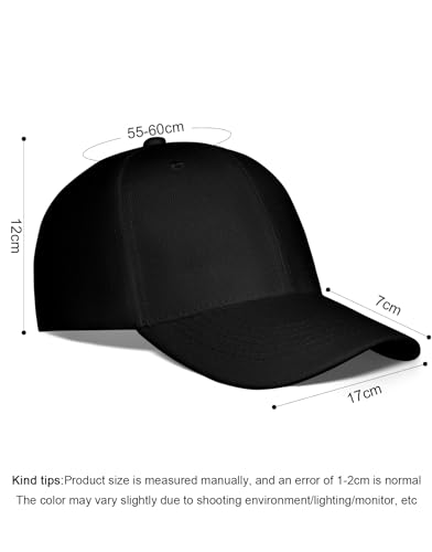 NebulaGlam Baseball Cap Unisex, Verstellbar Basecap, Baumwolle Sonnenmütze Baseball-Mütze Unisex, Baseballkappe für Herren und Damen für Sport Reisen Draußen (Schwarz)