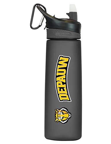 DePauw University Tritan Plastic Frosted Sport Water Bottle, Design-3 - Black
