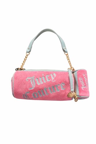 Juicy Couture Bolsa tipo barril Choose Juicy II, limonada rosa, 25 cm L x 10 cm A x 10 cm, alça de corrente com pingente de coração