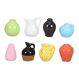 BIUDECO 8 Stück Teiliges Miniatur Keramik Blumenvasen mit Magnetfunktion Niedliche Kleine Pflanzgefäße für Kühlschrank Schreibtisch und Puppenhaus Platzsparende Dekorative Mini Vasen ohne