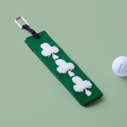 Image of ANDGOLF Pleats Ball Towel, Use to Wash My Ball and Club, Best Choice for Golf Gifts, Embroidered Golf Towels, Clip for Bags /Pants /Skirts, Durable Elastic Band, Colorful Fashion Golf Item (Green)
