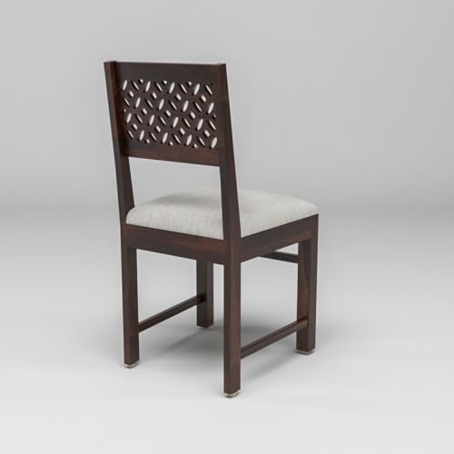 Image of Solid Sheesham Wood 6 Seater Dining Table Set with Cushioned Chairs for Dining Room | Living Room | Home & Office | Hotels Restaurant & Cafe (6 Seater, Walnut A)