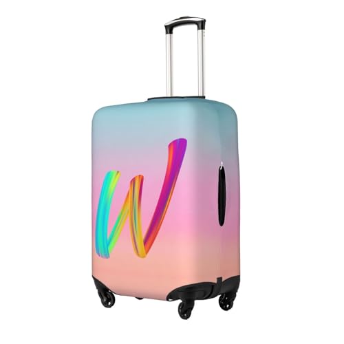 Rainbow Colorful Paint Letter W Travel Luggage Cover Suitcase Protector Bag,Anti-Scratch Fits 18-32 Inch Luggage,Suitcase Sleeve For Kid And Adult,Medium2