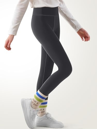 Girls Fleece Lined Leggings Thermal Full Length Pants Winter Warm Stretchy Athletic Leggings for Kids 4-15 Years2