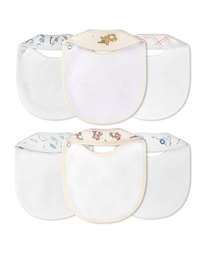 Image of Real Basics bib set of 6 for kids, 100% cotton, for new borns, girls and infants.(soft and absorbent /multicolour)