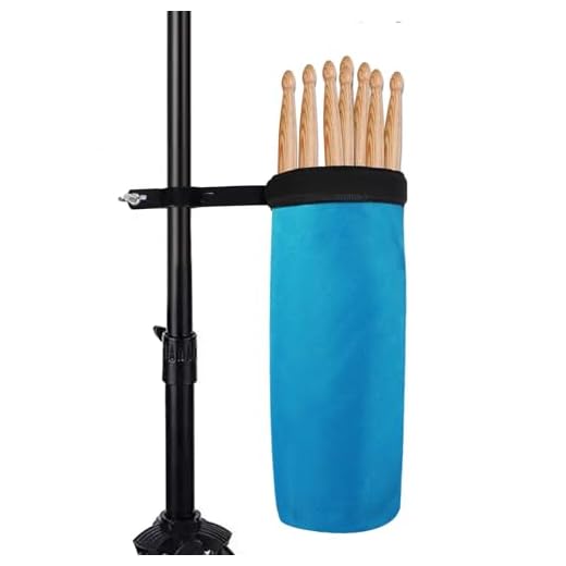 DEARBAG Funda para Baquetas de Bateria, Bolsa para Baquetas de Batería, Porta Baquetas, Enganche de Aluminio para Soporte de Batería con Diámetro de 2 a 3cm, Hasta 10 pares de Baquetas (Azul)