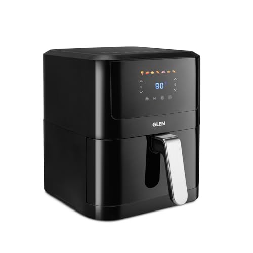 Glen Digital Air Fryer, 6 Litre, 1500W Airfryer with 7 Pre-Set Functions, Auto Sleep, Digital Controls, Timer & Temperature Control, Bake, Fry, Roast 