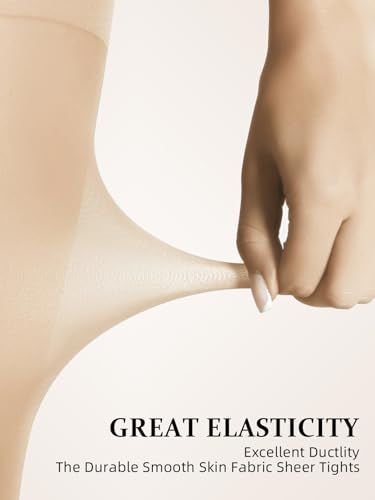 Image of 2 Pairs Control Top Pantyhose For Women - 40D Sheer Tights High Waist Tummy Control Support Stockings