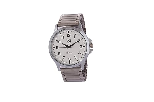 Image of Men's Brass Silver Wrist Watch (LG310, Dial Colour-White)