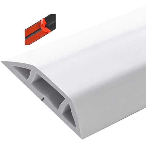 Canaleta para cables de efecto madera, semicircular, con adhesivo autoadhesivo y pintable, para ocultar y organizar cables / Negro 20 mm (79/100 pulgadas), Blanco 40 mm (1 57/100 pulgadas) miniatura 1