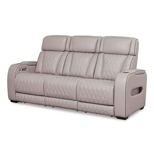 Signature Design Boyington Leather Reclining Sofa with USB