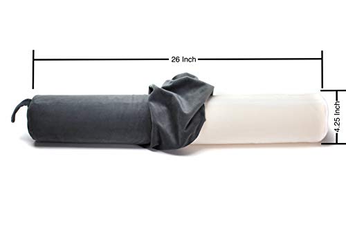 Premium Memory Foam Cervical Roll Bolster Round Pillow For The Neck, Chin, Lumbar Spine & Leg Support Bendable Roll Pillow Use For Traveling With Removable Washable Cover, 4.25" Diameter X 26" Length. #TOP1
