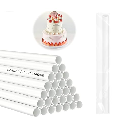 DaTpuik 15PCS 9.5 Inch White Plastic Cake Dowel Rods for Tiered Cake Pillars Construction and Stacking Supporting Cake Round Dowels Straws with 0.4 Inch Diameter Individually Wrapped by DaTpuik - Used condition - US$5.09