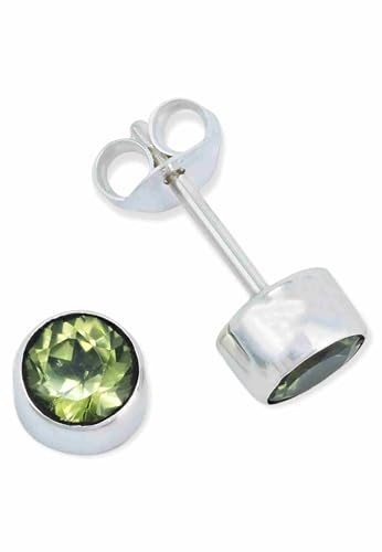 Ohrstecker 925 Silber Peridot leuchtend grüner Stein Edelstein Ohrringe echt Silber Damen Sterling Silber Stecker Geschenk(MOS-038-59)