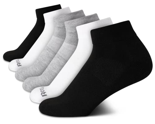 Image of Reebok Womens Quarter Socks 6 Pack Comfort Cushioned Athletic Socks | Moisture-wicking Fabric Keeps Feet Dry, Flexible Knit Hugs the Arch, Plush Footbed Absorbs Shock