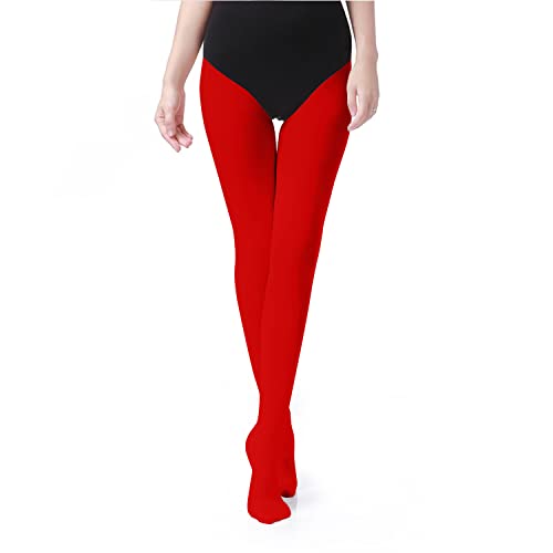 Image of UTTPLL Women's Run Resistant 80 Denier Tights Solid Color Dance Stockings Soft Semi Opaque Footed Pantyhose High Waist Tight