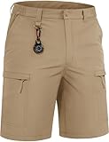 TACVASEN Men's Shorts 10' Lightweight Quick Dry Cargo Shorts with Pockets for Hiking Golf Fishing Workout Travel Khaki 36