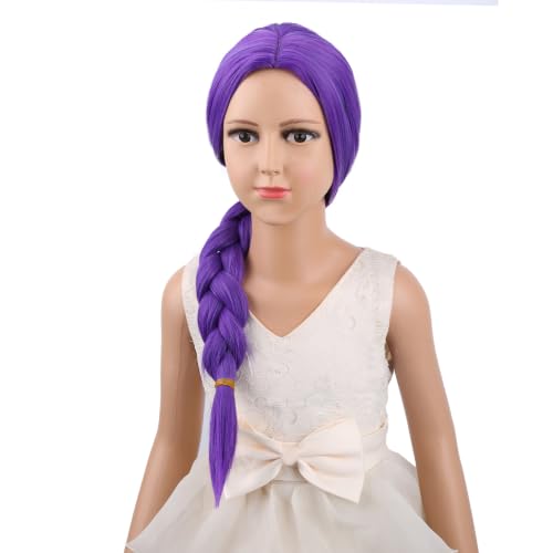 Image of Purple Braid Wig Women Purple Wig Costume Wig Halloween Wig Synthetic Wig with Wig Cap
