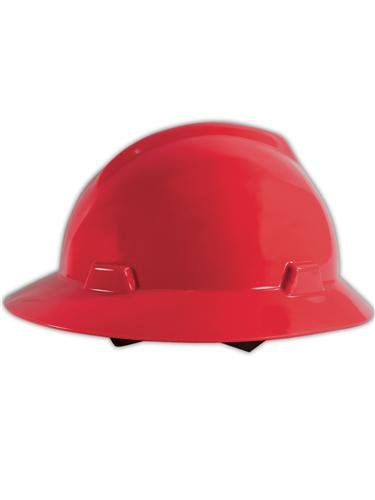 MSA V-Gard Slotted Protective Hard Hats with Fas-Trac Suspension, Red