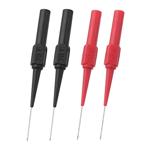 Image of HomeSoGood 4PCS 0.7mm /0.02inch Test Probe Pins,Multimeter Test Lead Extention Back Probes Sharp Needle Micro Pin for Socket Tester Tools(Black&Red)