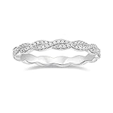 Zakk Ringe Damen Rosegold Silber Vorsteckring Schmal Zirkonia Ewigkeit Verdreht Verlobungsringe Eheringe Trauringe Partnerring Freundschaftsringe (Silber,57 (18.1))