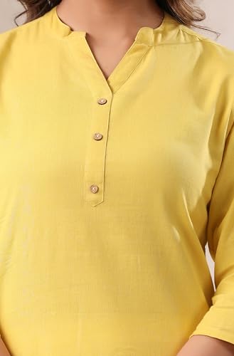 Image of Janasya Women's Cotton Solid Straight Kurta