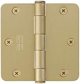 Emtek 9100 Steel Hinges (Pair) - SD - 1/4" Radius Corner - 3 1/2" x 3 1/2" - 910234 - Satin Brass (US4)