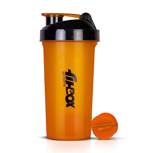 FitBox Sports Supplements Shaker Bottle for Protein, Pre - Post Workout 700ml (Orange)