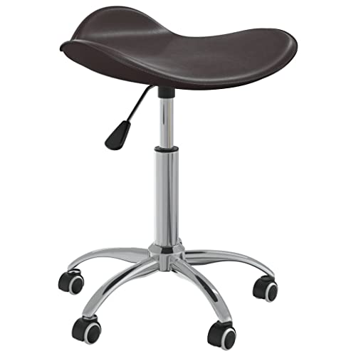 JHQHSM Silla de comedor giratoria marrón de piel sintética, moderna silla giratoria con muelle de gas regulable en altura y función giratoria de 360 grados, estructura de acero cromado para mayor