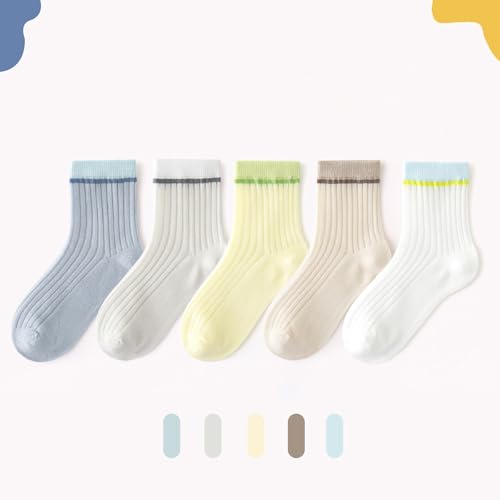 5-Pack Girls Socks 1-12 Years Old Fashion Lightweight Soft for Boy and Girl Durable and Breathable Warm Crew Sock2