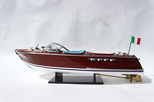 GIA NHIEN CO., LTD Wooden Model Boats Handicraft Riva AQUARAMA Super, Assembled Wooden Boat Decoration, Model Boat Display, Riva Model Boat, SB0029P-50, Light Brown with White, 42L x 12W x 14H (cm)