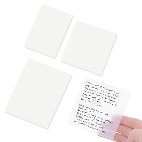 Image of Transparent Sticky Note Pad, 100 Sheets Self-Sticky Note Pads, 3x3 Inch Self Adhesive for Studying, Making Diagrams and Writing