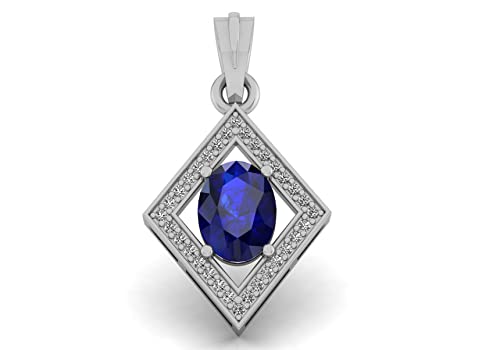 インド製 12.25ラッティ/11.25カラット 天然認定ブルーサファイア 占星術目的シルバーメッキペンダント 男女兼用 -B0C2Q8R7XK