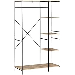Perchero Para Ropa Local De Madera HOMCOM Perchero de Ropa Perchero de Madera con 4 Estantes de Almacenaje y Barra para Colgar Carga 30 kg para Dormitorio Salón Entrada 100x46x170,5 cm Natural