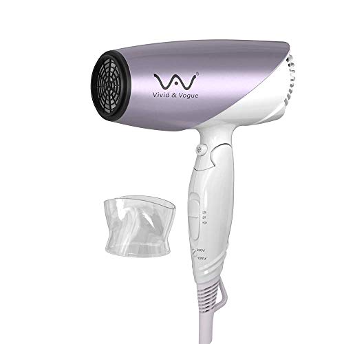 Hair Dryer Travel Hair Blow Dryer With Folding Handle, Negative Ionic Blow Dryer With Nozzle (M) #TOP7