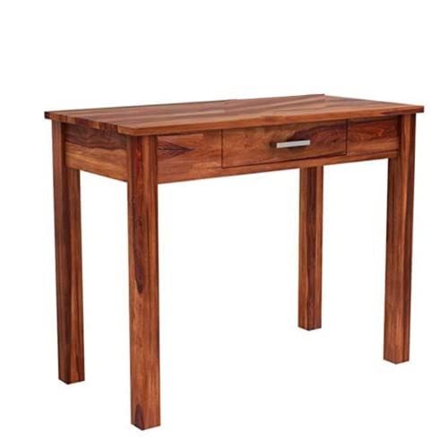 Image of Solid Wood Folding Study Table Laptop Computer Pc Writing Foldable Desk for Home & Office Space Saving Sleek Design (Honey Oak Finish, Standard)