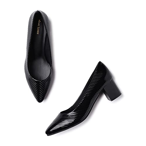Image of Marc Loire Women's Self Design Comfortable Slip-on Casual Pointed Toe Block Pumps Heels