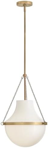 Hinkley Collins Medium Interior Pendant, Cased Opal Teardrop Shade, Hand-Blown Glass, Includes (1) 6-in and (2) 12-in Down Rods, Heritage Brass Finish