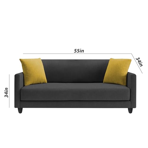 Image of Casaliving Dominic 3 + 2 Seater Sofa Set for Living Room (Black) Premium Fabric Sofa