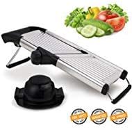 Mandoline slicer with built-in attachments for easy storage, simple-to-use Vegetable slicer with non-slip rubber stands.