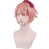 Can Be Permed: Ja LBBZJM Halloween Cosplay Perücke Doki Doki Literaturclub Yuri Monika Natsuki Sayori DDLC Hochtemperaturfaser-synthetische Cosplay Perücken for Halloween (rot) (Farbe : Orange)
