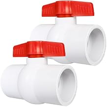 2 Pack 2" PVC Ball Valve, Shut Off Valve Slip for Water Pipe, Swimming Pool, Plumbing & Irrigation System, Shut-Off Ball Valve Socket with Easy Turn T-Handle Schedule SCH 40 Red