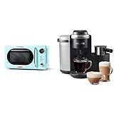 Nostalgia Retro Compact Countertop Microwave Oven - 0.7 Cu. Ft. - 700-Watts & Keurig K-Cafe Single Serve K-Cup Coffee, Latte and Cappuccino Maker, Dark Charcoal