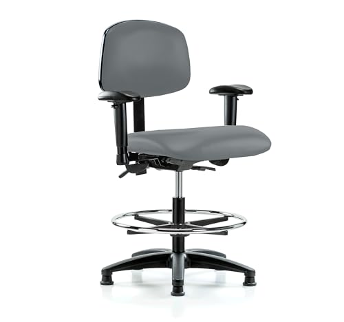 Image of Perch Task Chair with Foot Ring, Glides, 21 inch-28.25 inch, Cinder Fabric