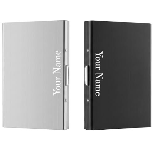 Image of Mini2buy Personalized Name Engraved Wallet RFID Protected Store up 10-12 Credit /Debit 15-20 Business Visiting Cards 9.5 x 6.6 x 1.9 cm Perfect for Employee Design Suitable for Unisex (Customozed)