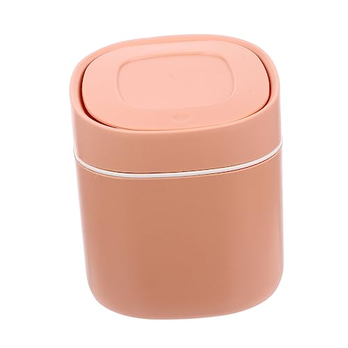 Mini caneca de basura rectangular con tapa rosa