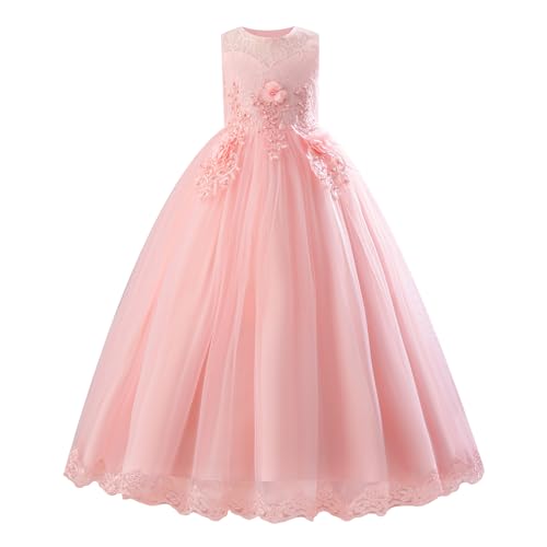 Vestido de tul para niña IMEKIS con encaje floral para damitas de honor