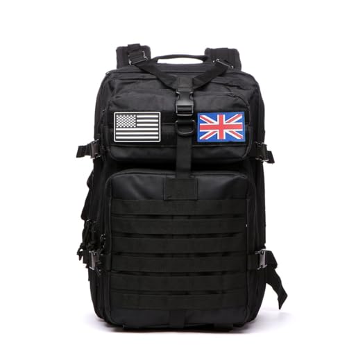 Thuram 50L Durable Nylon Waterproof Fishing Hunting Backpack Outdoor Military Rucksacks Tactical Sports Camping Hiking Bags (Black) - Image 4