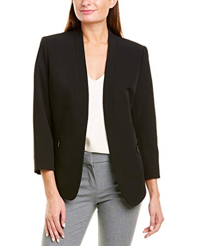 Anne Klein Piped Cardigan Jacket w/Cropped Sleeve Anne Black 8