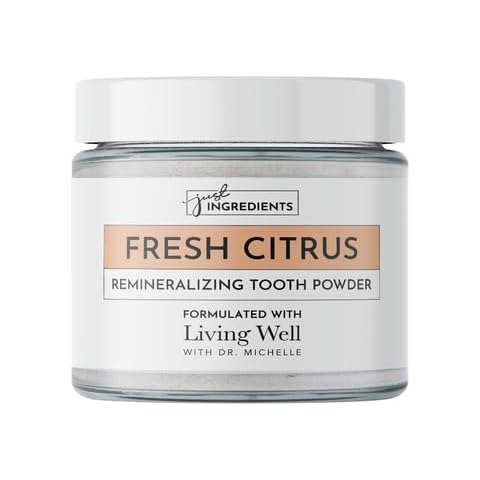 Living Well with Dr. Michelle Fresh Citrus Remineralizing Tooth Powder | Kids Tooth Powder & Great for Adults | Fluoride-Free Formula with Hydroxyapatite | Natural Ingredients & Cavity Prevention Cover